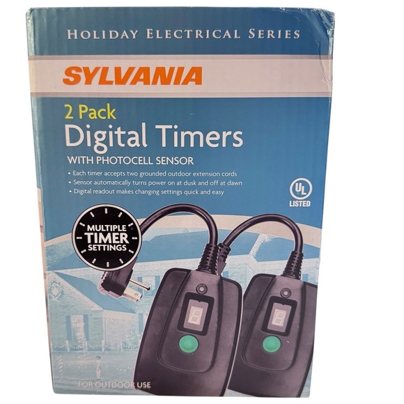 Sylvania 2-Pack Digital Timers w/ Photocell Sensor NIB w/ Manual Model V2045-60 - Picture 9 of 11